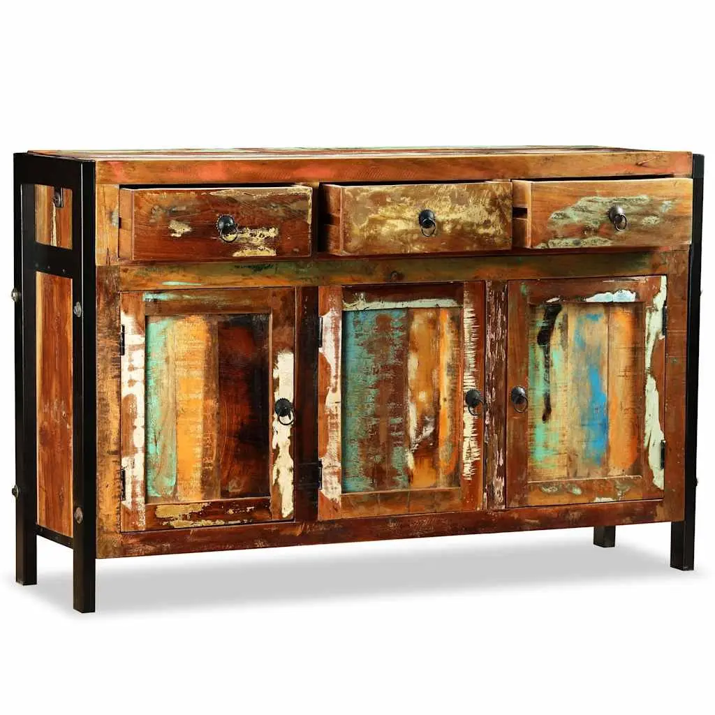 Sideboard Antique Style Solid Reclaimed Wood 120x35x76cm Buffet Cabinet 3 Drawers Storage