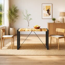 Mango Wood Dining Table with Steel Legs, 120cm