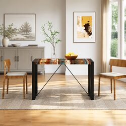 Reclaimed Wood Dining Table with Industrial Steel Legs 120cm