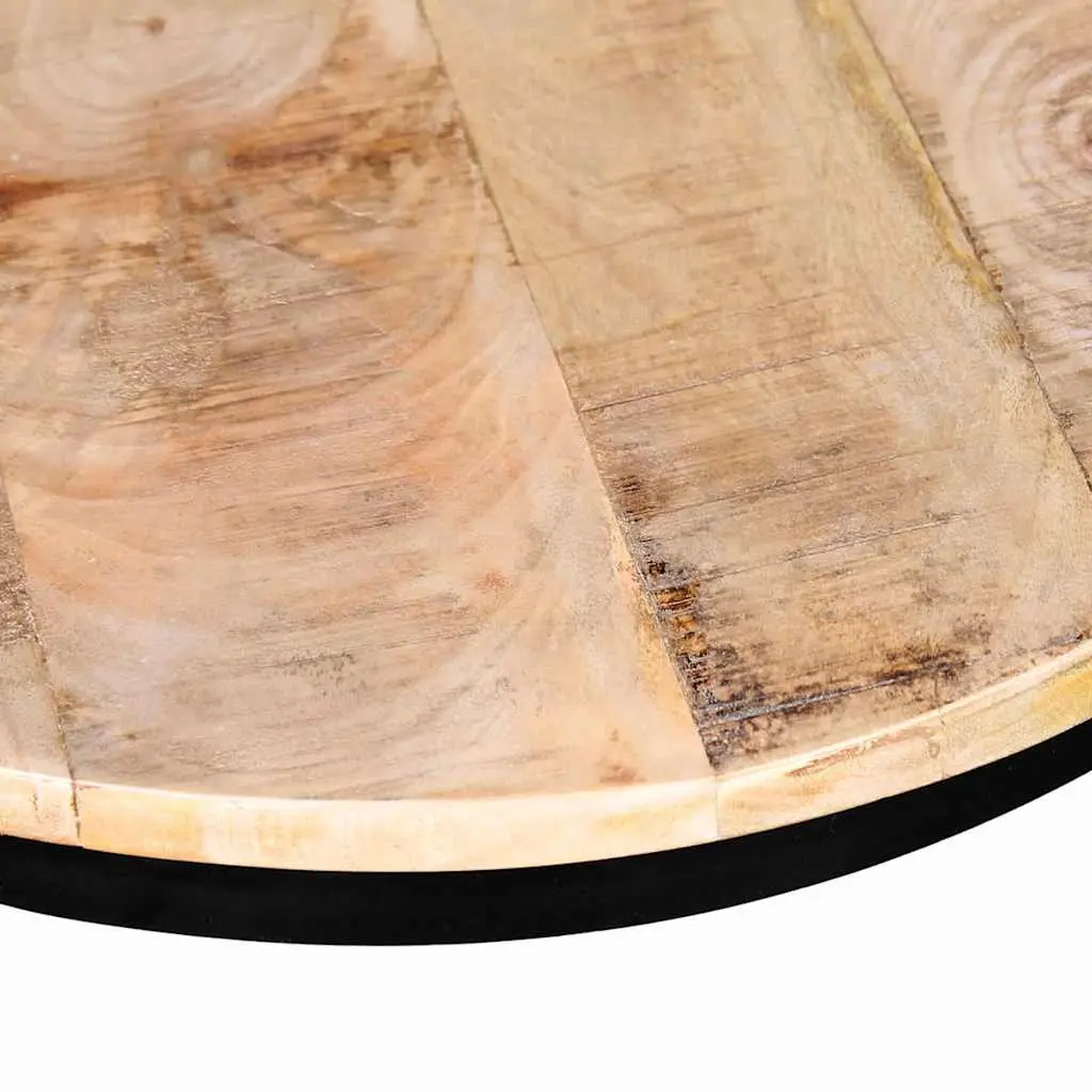 Coffee Table Set Industrial Vintage Style Round 40 50 cm Rough Mango Wood with Iron Frame