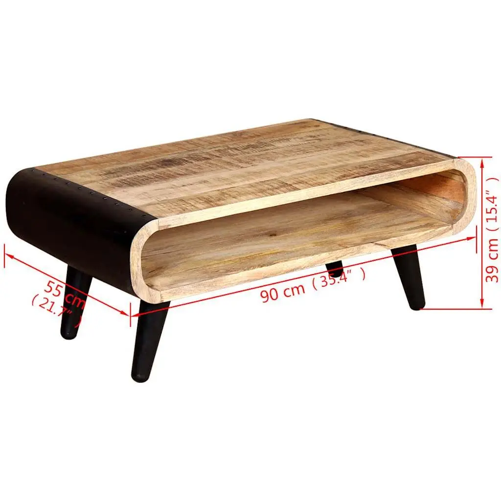 Coffee Table Industrial Vintage Style 90 x 55 x 39 cm Rough Mango Wood