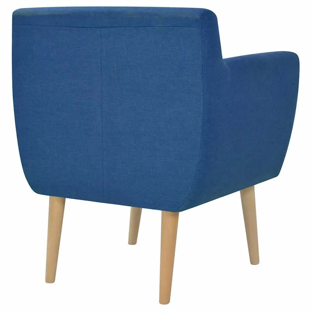 Armchair Blue Fabric Modern Design Living Room Lounge Seating Padded Cushion