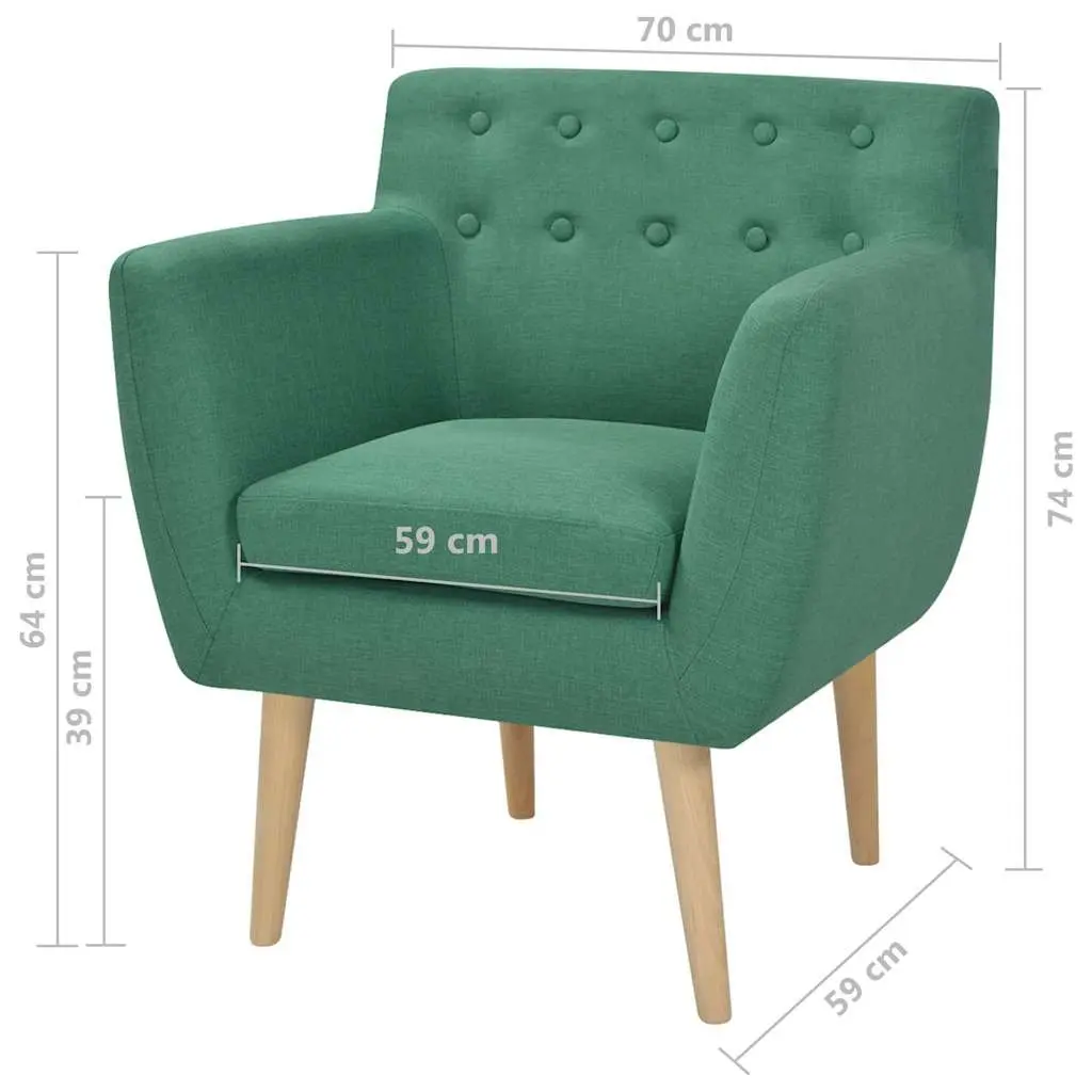 Green Upholstered Armchair for Living Room
