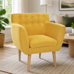 Yellow Fabric Armchair for Modern Living Spaces