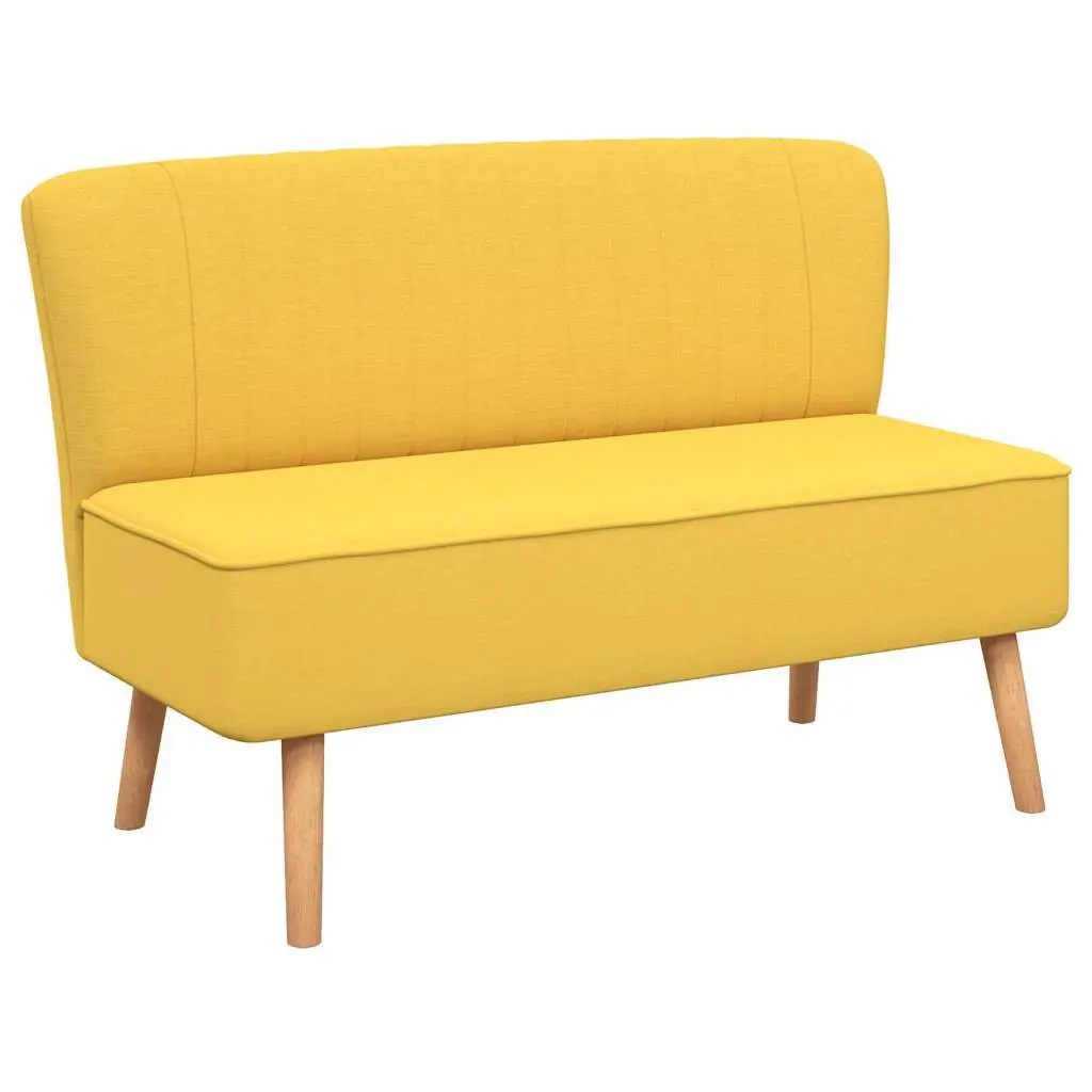 2-Seater Sofa Yellow Fabric Living Room Furniture Modern Design Padded Seat