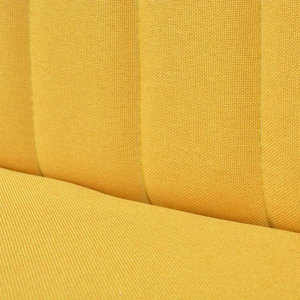 2-Seater Sofa Yellow Fabric Living Room Furniture Modern Design Padded Seat