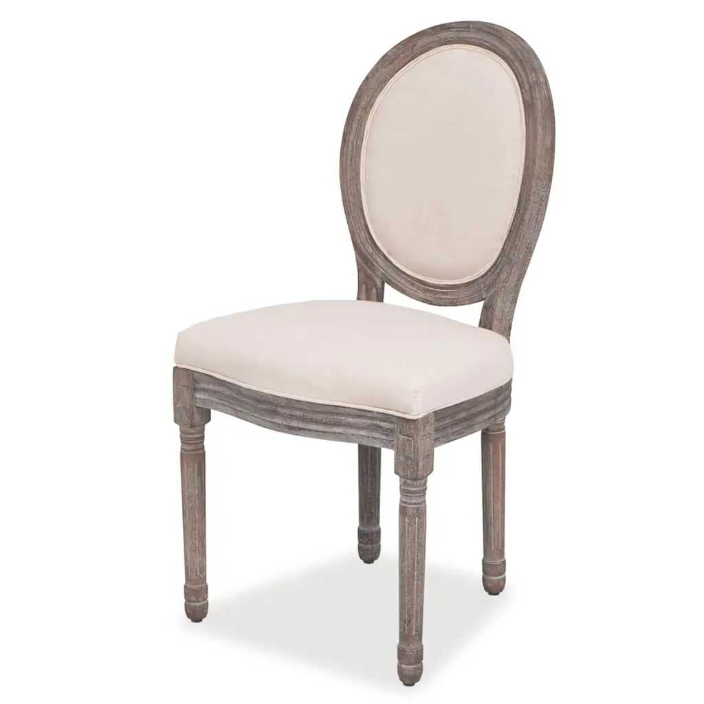 Cream Upholstered Dining Chairs 2 Piece Foam Padded Seat Wooden Legs