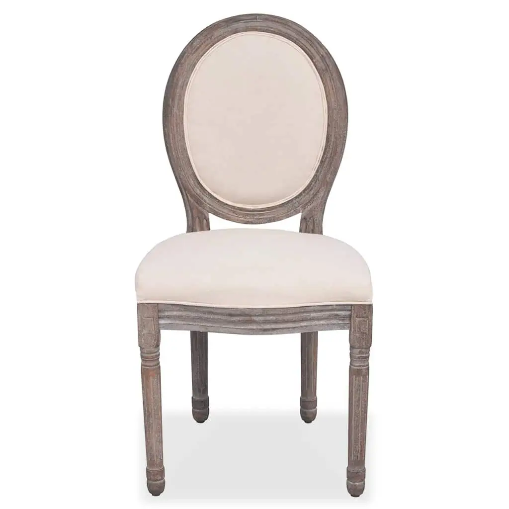 Cream Upholstered Dining Chairs 2 Piece Foam Padded Seat Wooden Legs