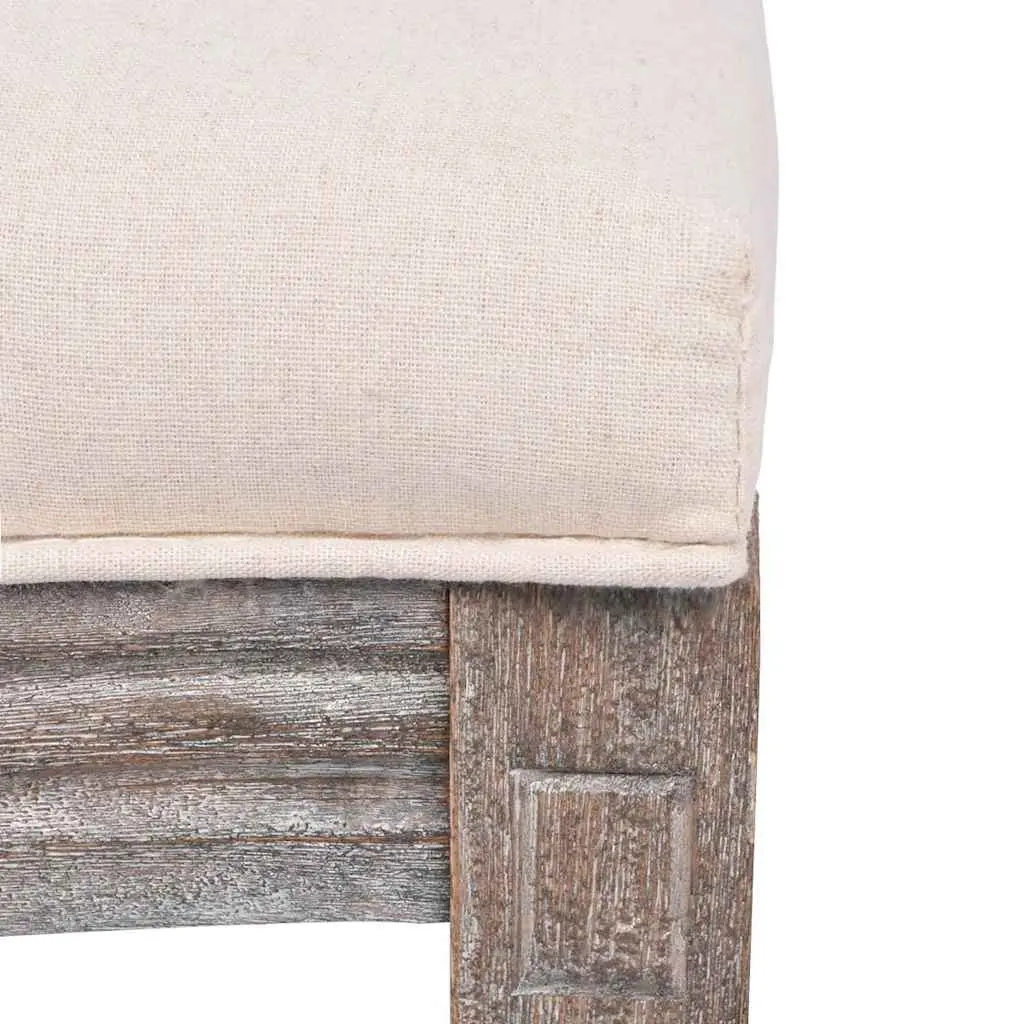 Cream Upholstered Dining Chairs 2 Piece Foam Padded Seat Wooden Legs