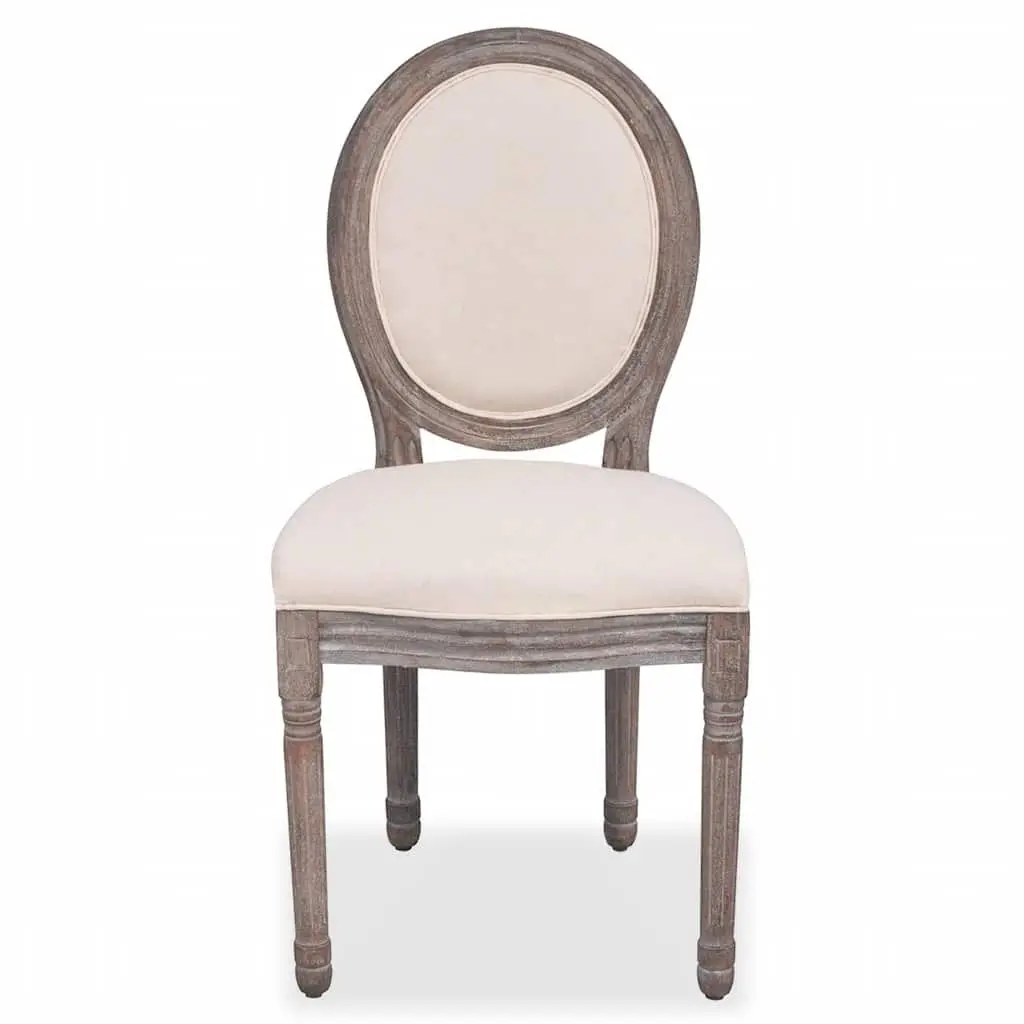 Set of 4 Cream Linen Upholstered Dining Chairs