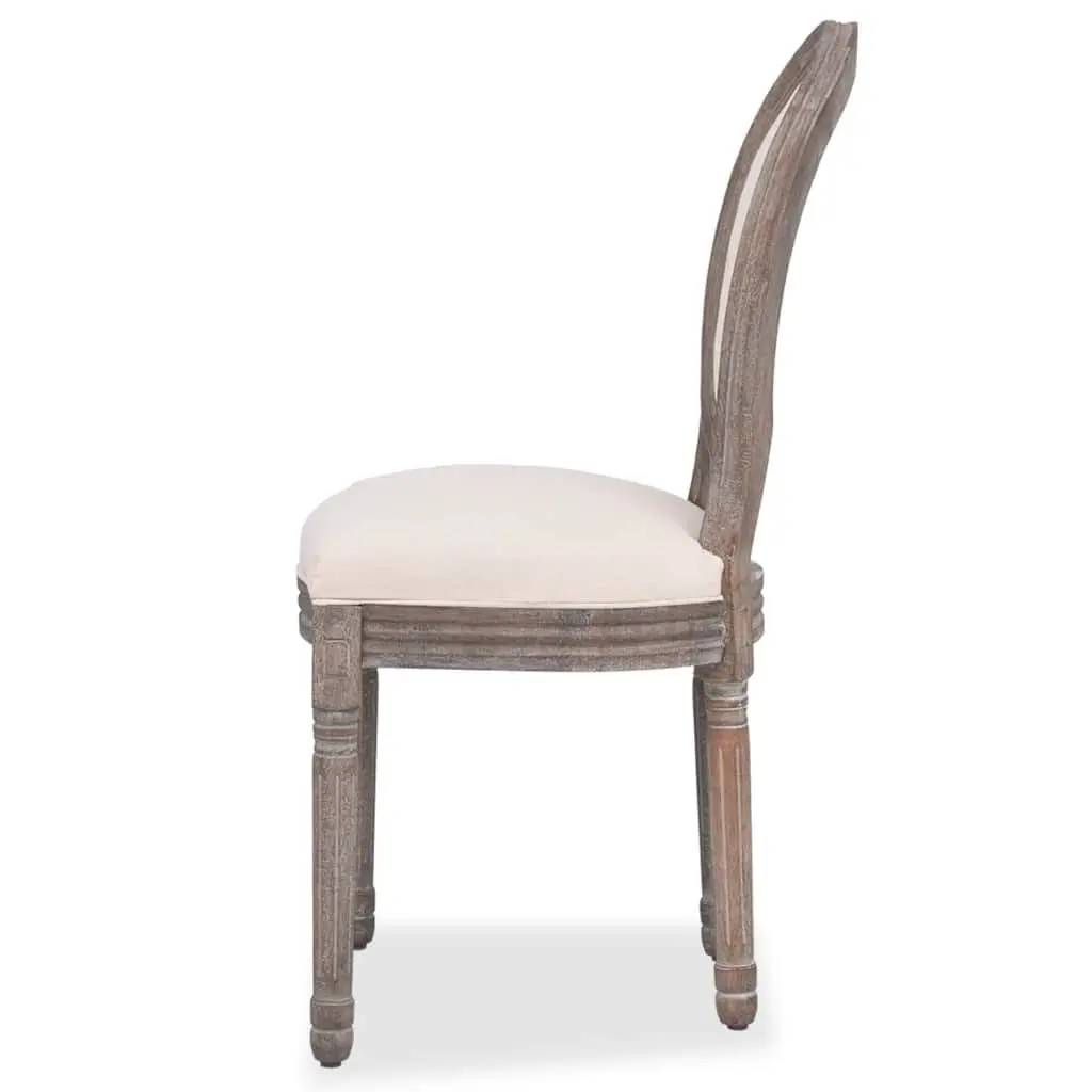 Set of 4 Cream Linen Upholstered Dining Chairs