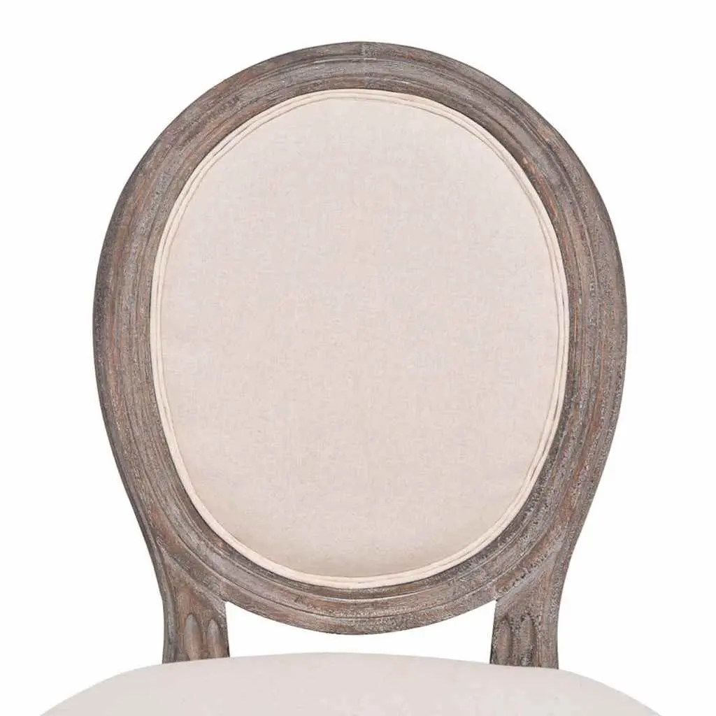 Set of 4 Cream Linen Upholstered Dining Chairs