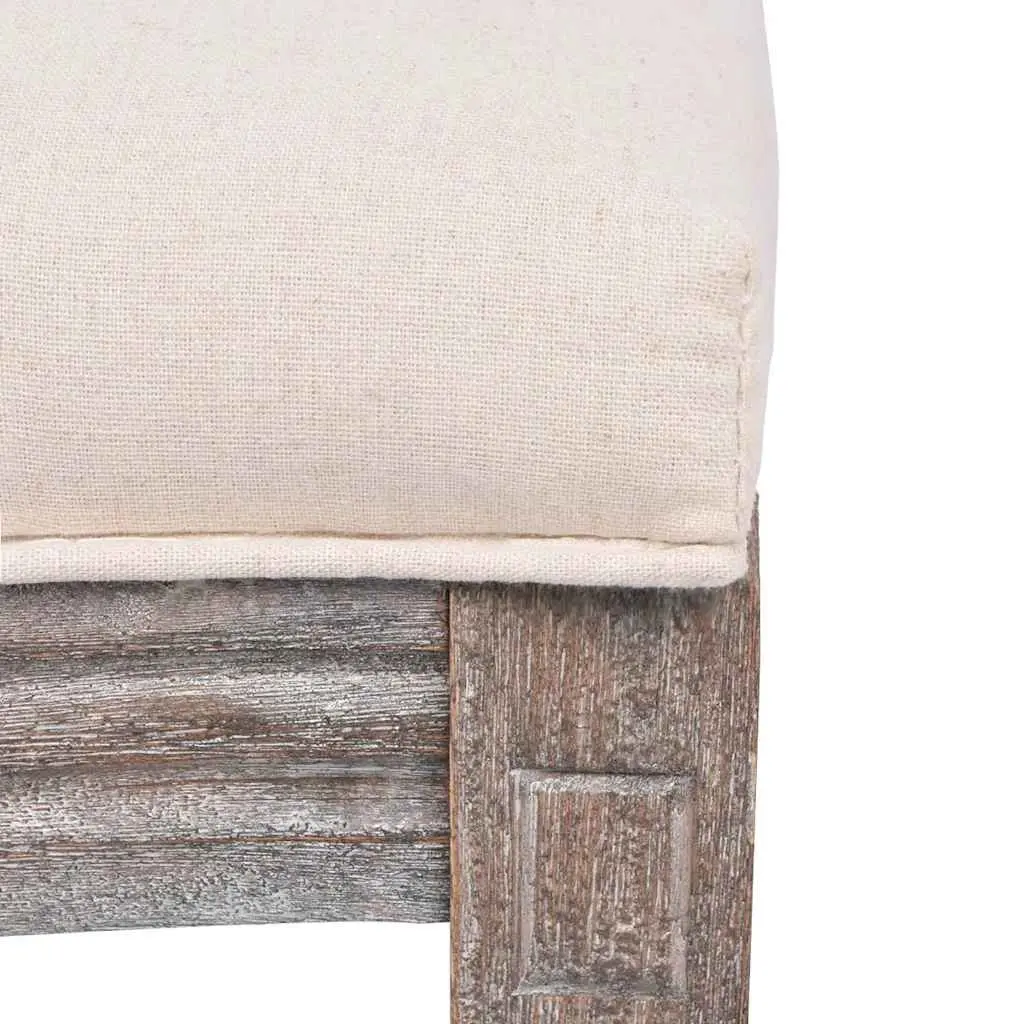 Set of 4 Cream Linen Upholstered Dining Chairs