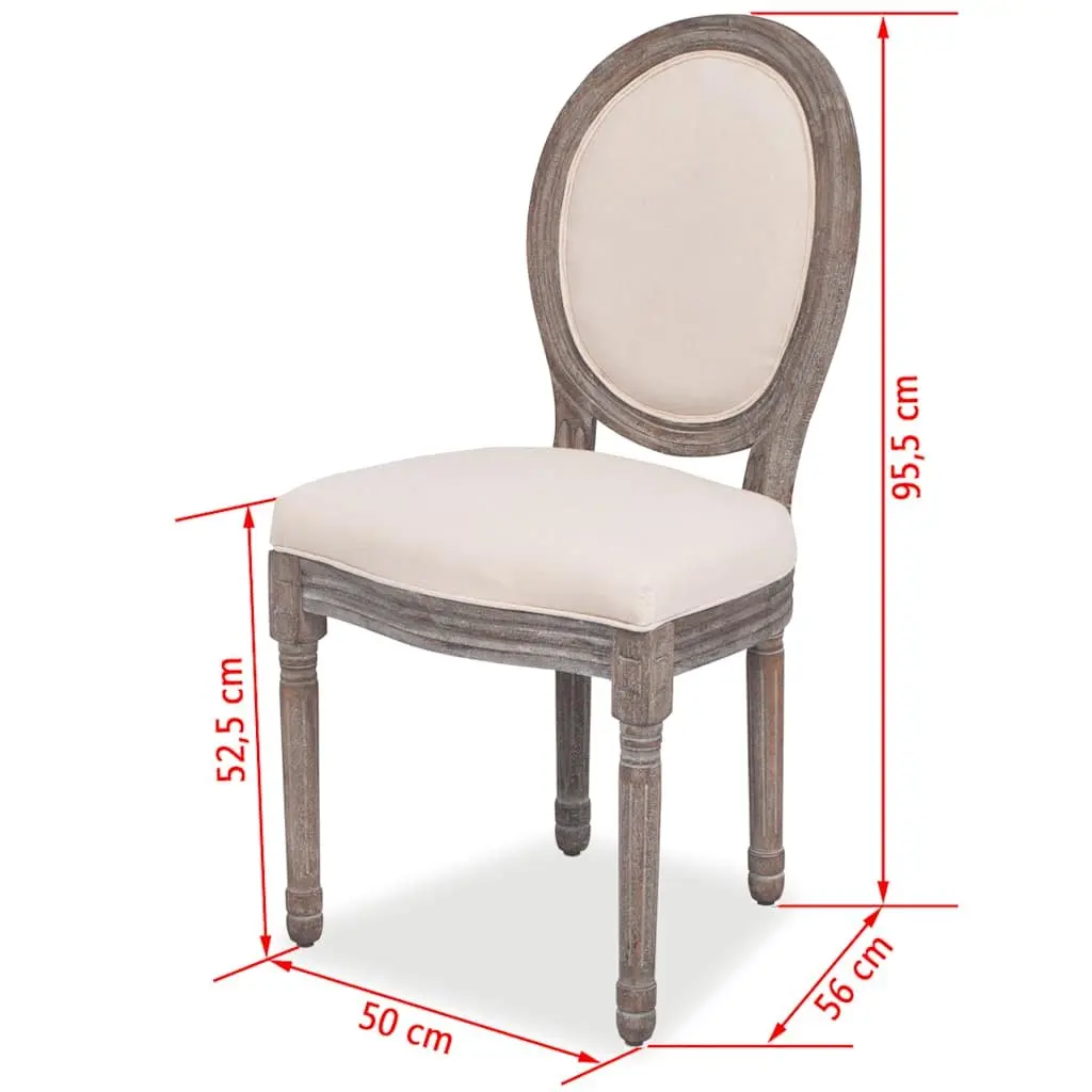 Set of 4 Cream Linen Upholstered Dining Chairs