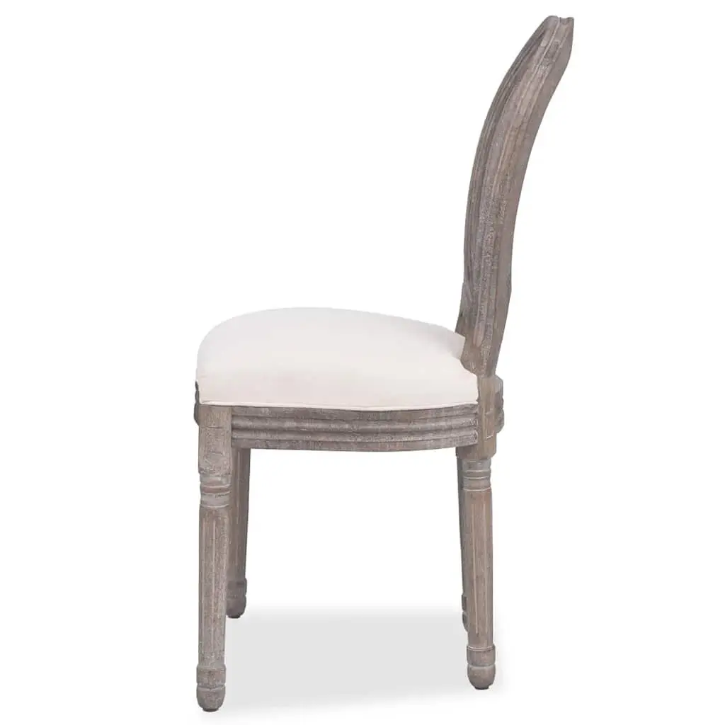 Dining Chairs 2 pcs Cream Fabric Rattan Backrest Foam Padded Seat Kitchen Room
