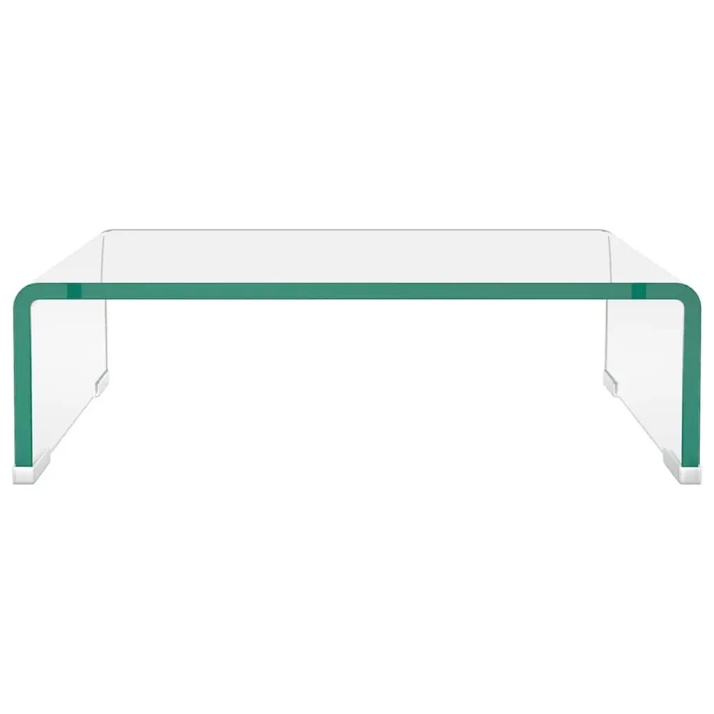 Glass TV Stand Monitor Riser Tempered Transparent 40x25x11cm