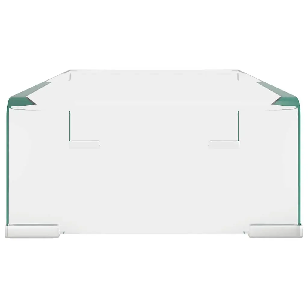 Glass TV Stand Monitor Riser Tempered Transparent 40x25x11cm
