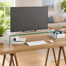 Elegant Glass Monitor Riser for TVs and Laptops