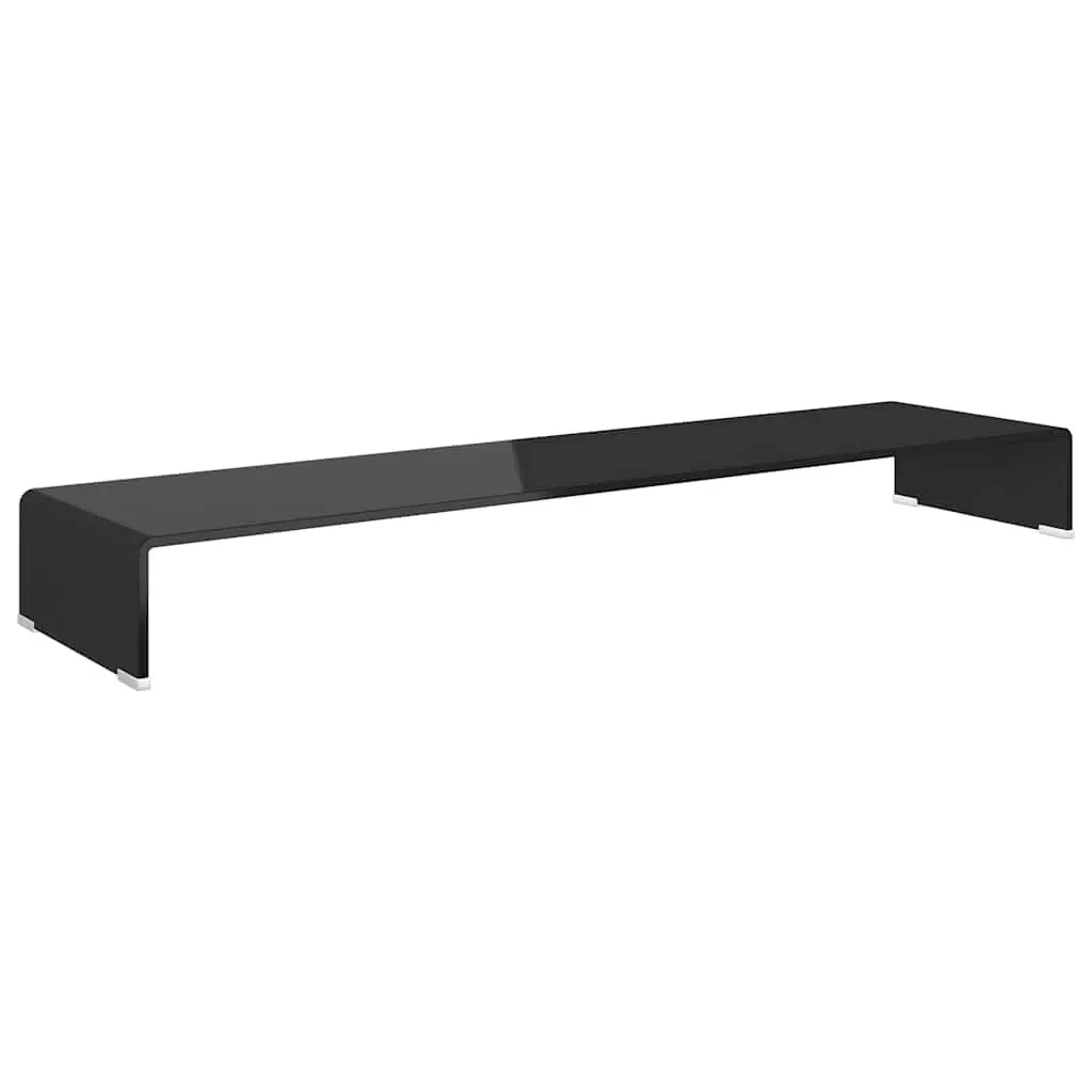 TV Stand Monitor Riser Glass Black 120x30x13cm Desktop Shelf Multimedia Device