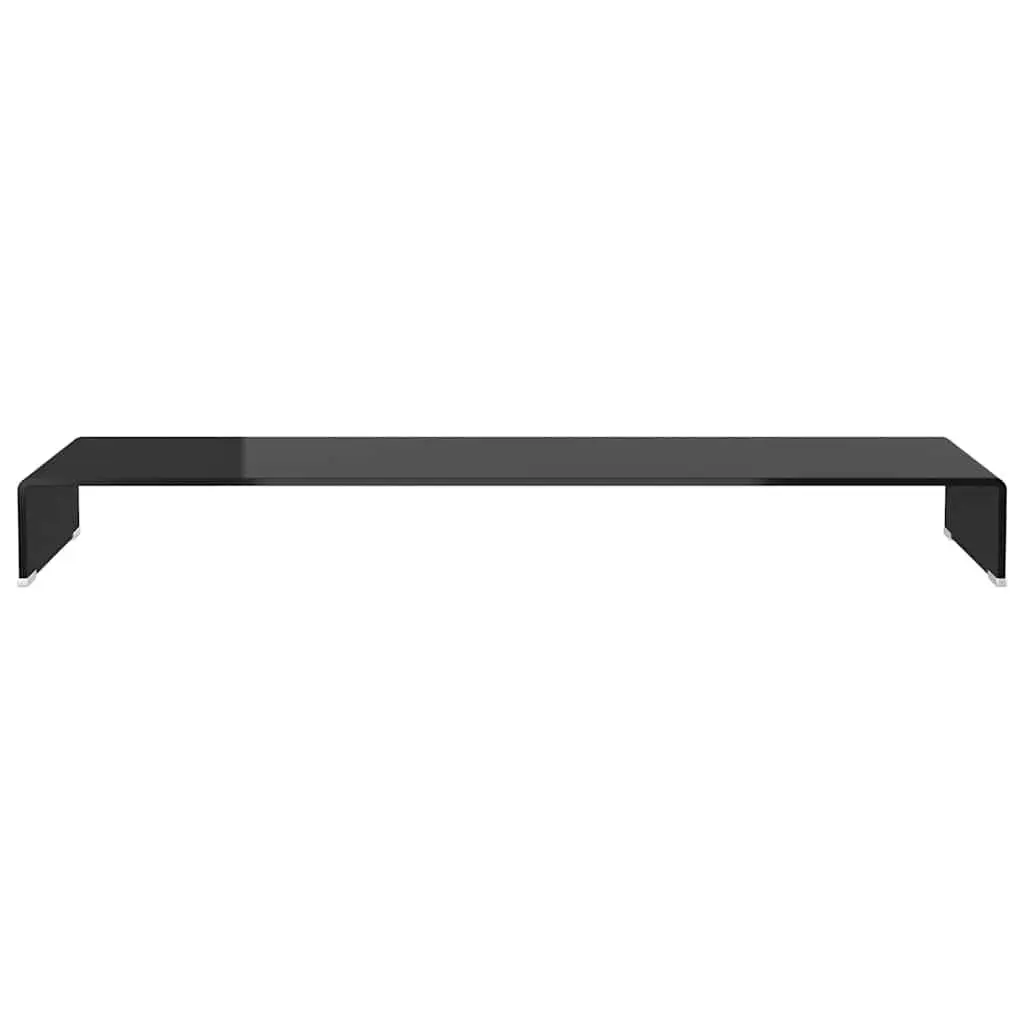 TV Stand Monitor Riser Glass Black 120x30x13cm Desktop Shelf Multimedia Device