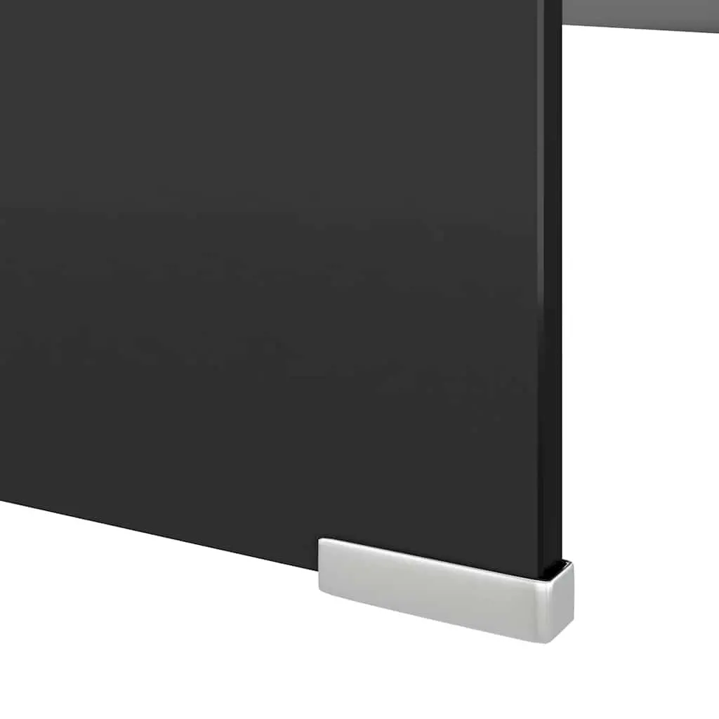 TV Stand Monitor Riser Glass Black 120x30x13cm Desktop Shelf Multimedia Device