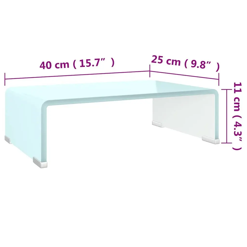 Glass TV Stand Monitor Riser Green Tempered 40 x 25 x 11 cm