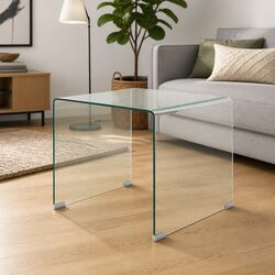 Modern Compact Coffee Table with Tempered Glass
