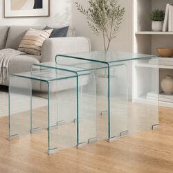 Elegant 3-Piece Tempered Glass Nesting Coffee Table Set