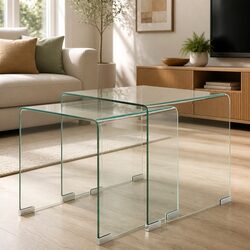 Nesting Table Set with Tempered Glass for Modern Spaces