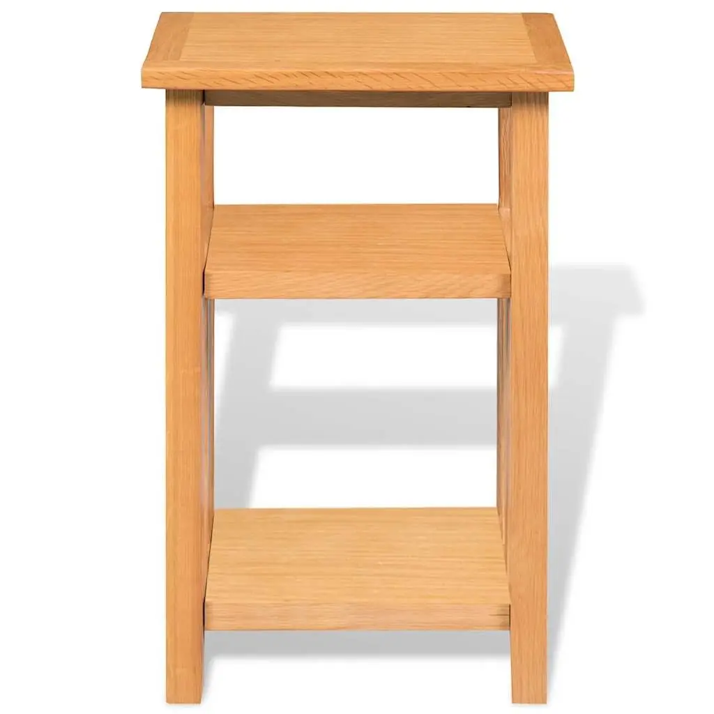 Solid Oak End Table with Magazine Shelf for Living Rooms