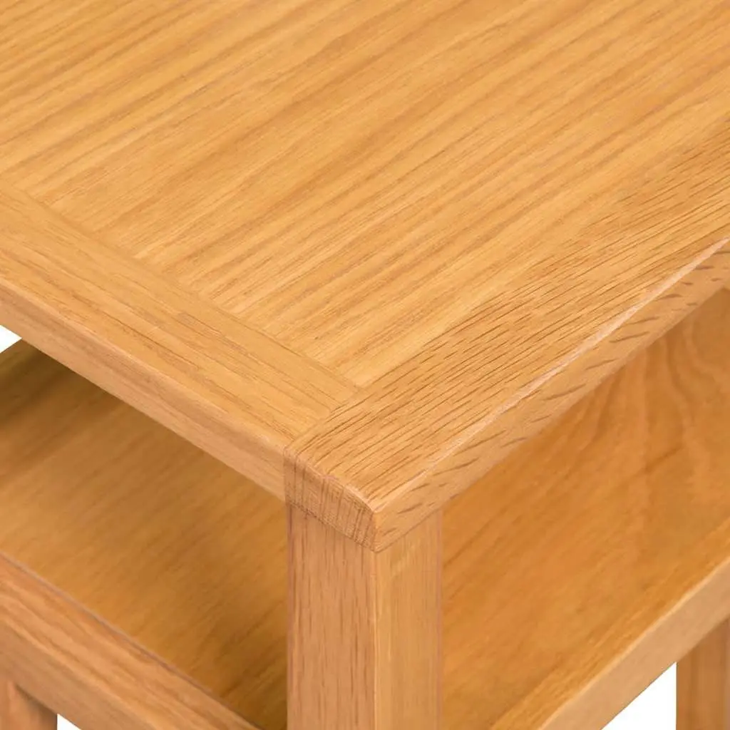 Solid Oak End Table with Magazine Shelf for Living Rooms