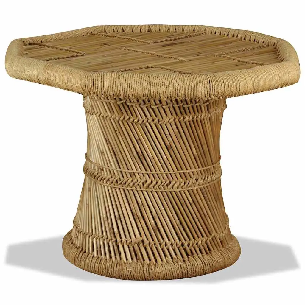 Octagon Coffee Table Natural Bamboo Jute Brown Living Room Accent Furniture