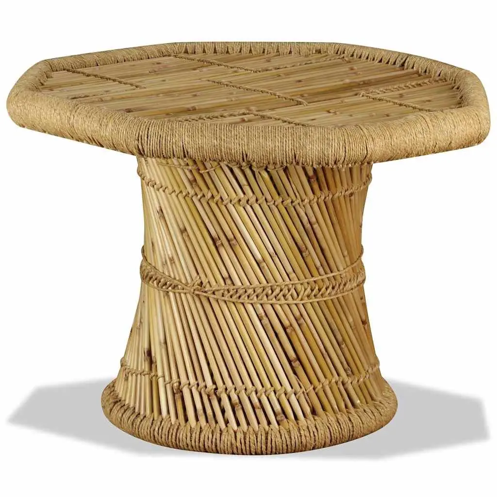 Octagon Coffee Table Natural Bamboo Jute Brown Living Room Accent Furniture