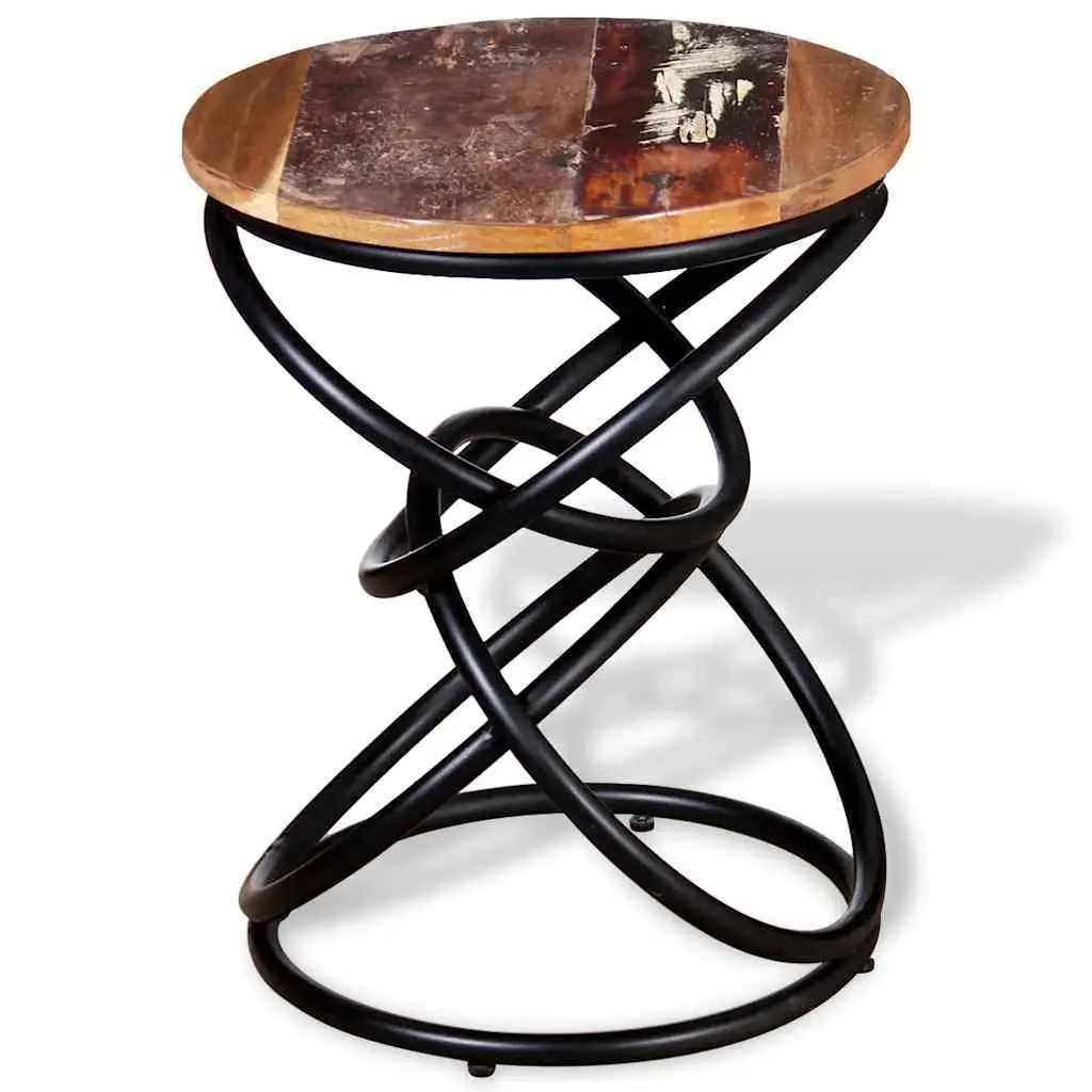 Vintage Solid Reclaimed Wood End Table for Living Spaces