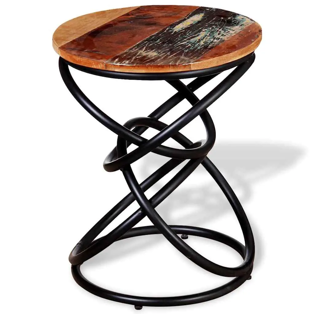 Vintage Solid Reclaimed Wood End Table for Living Spaces
