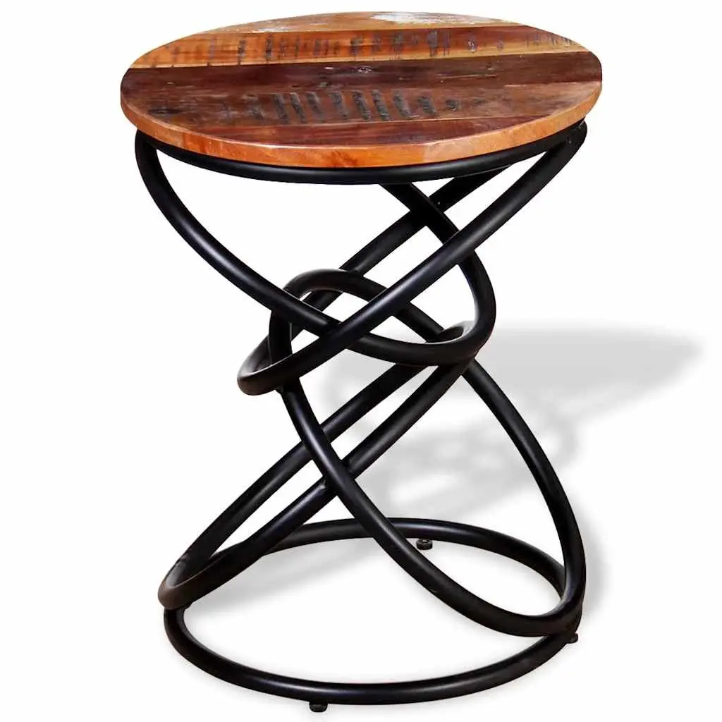 Vintage Solid Reclaimed Wood End Table for Living Spaces