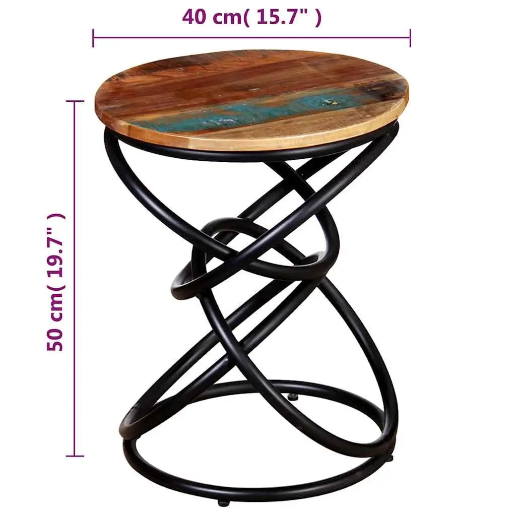 Vintage Solid Reclaimed Wood End Table for Living Spaces