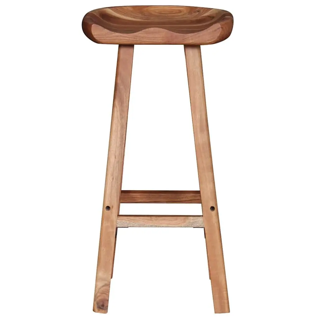 Set of 2 Handmade Brown Acacia Wood Bar Stools