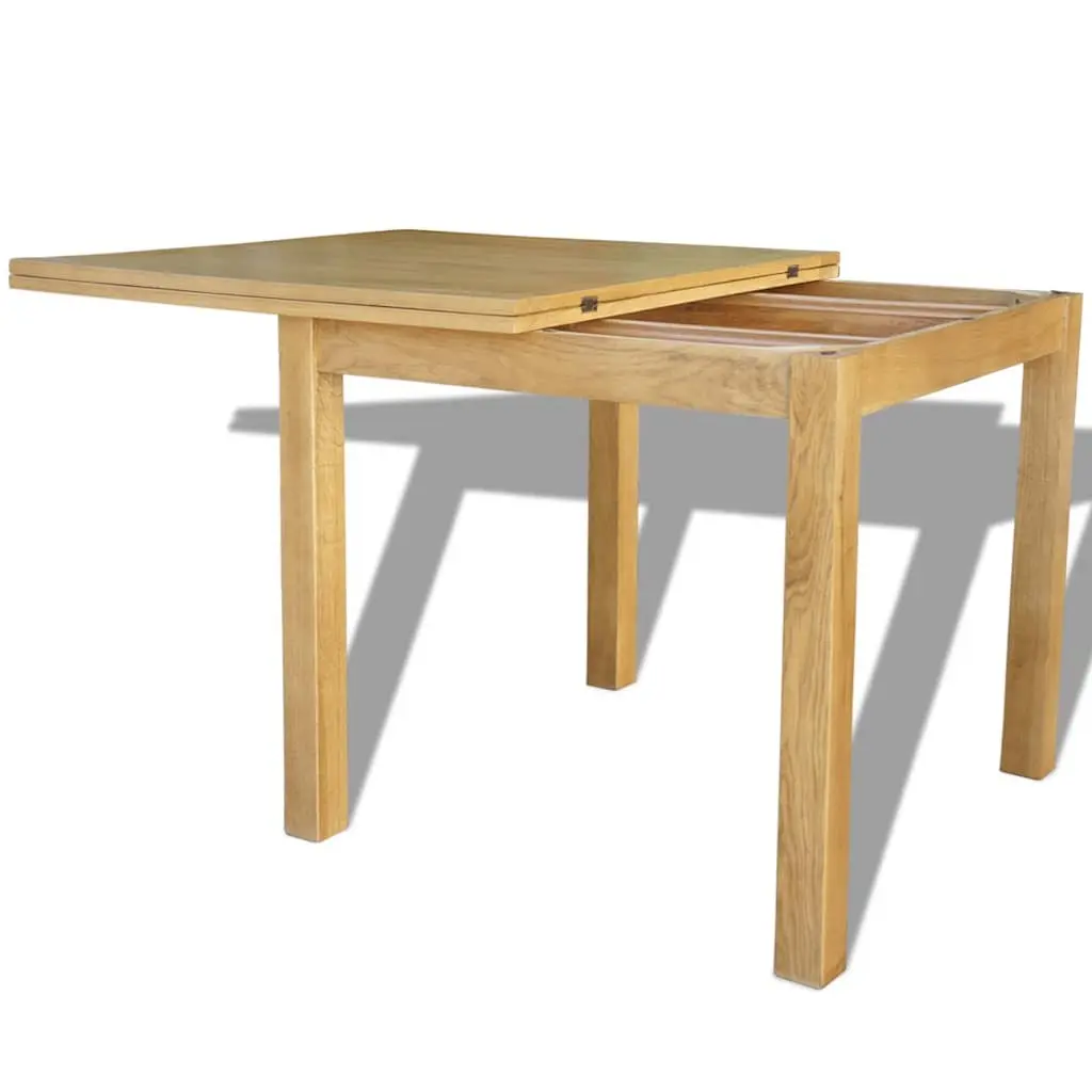 Extendable Dining Table Oak Wood Kitchen Room Furniture Brown Compact Design