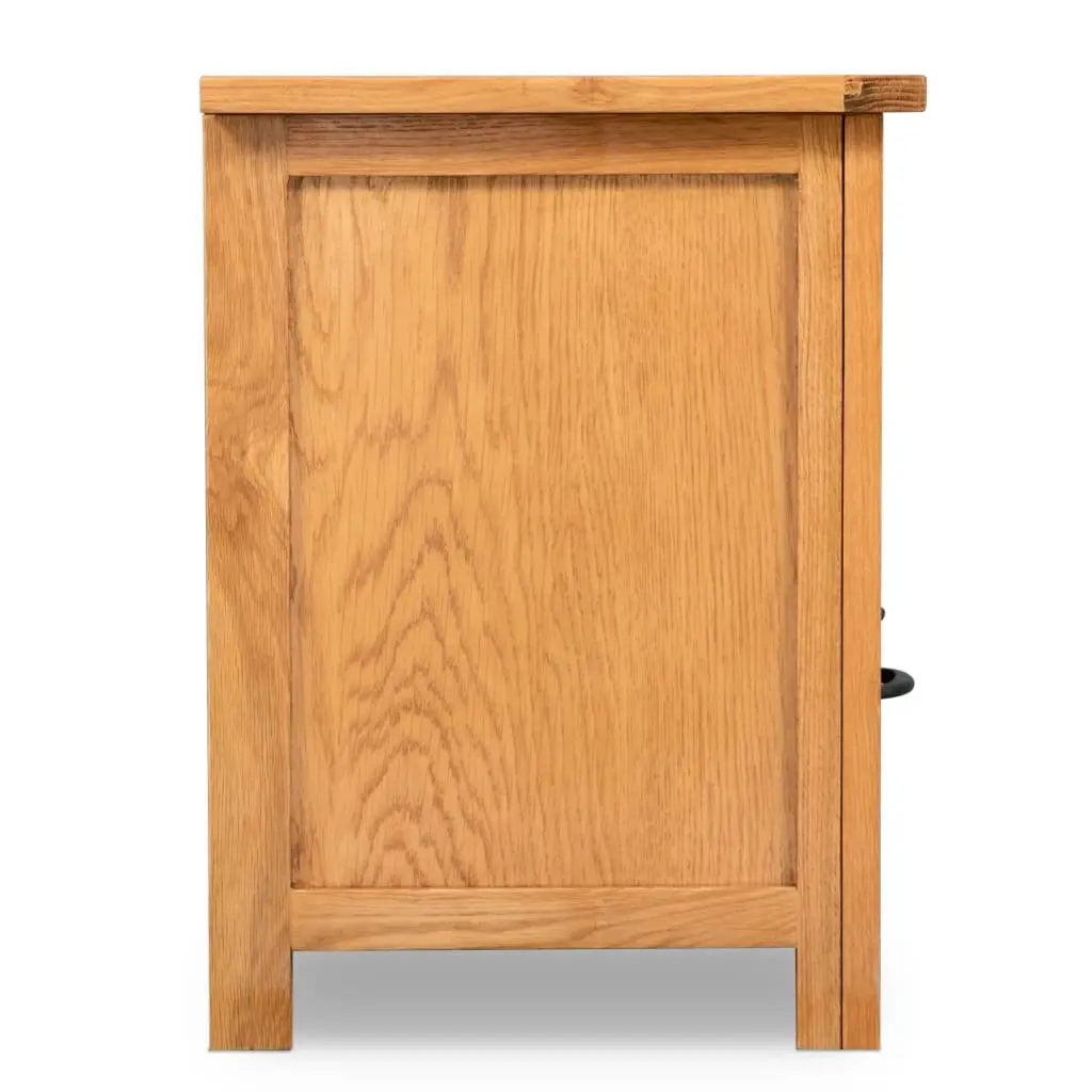Wooden TV Cabinet Brown Solid Oak Open Compartment Drawer Storage Living Room Furniture