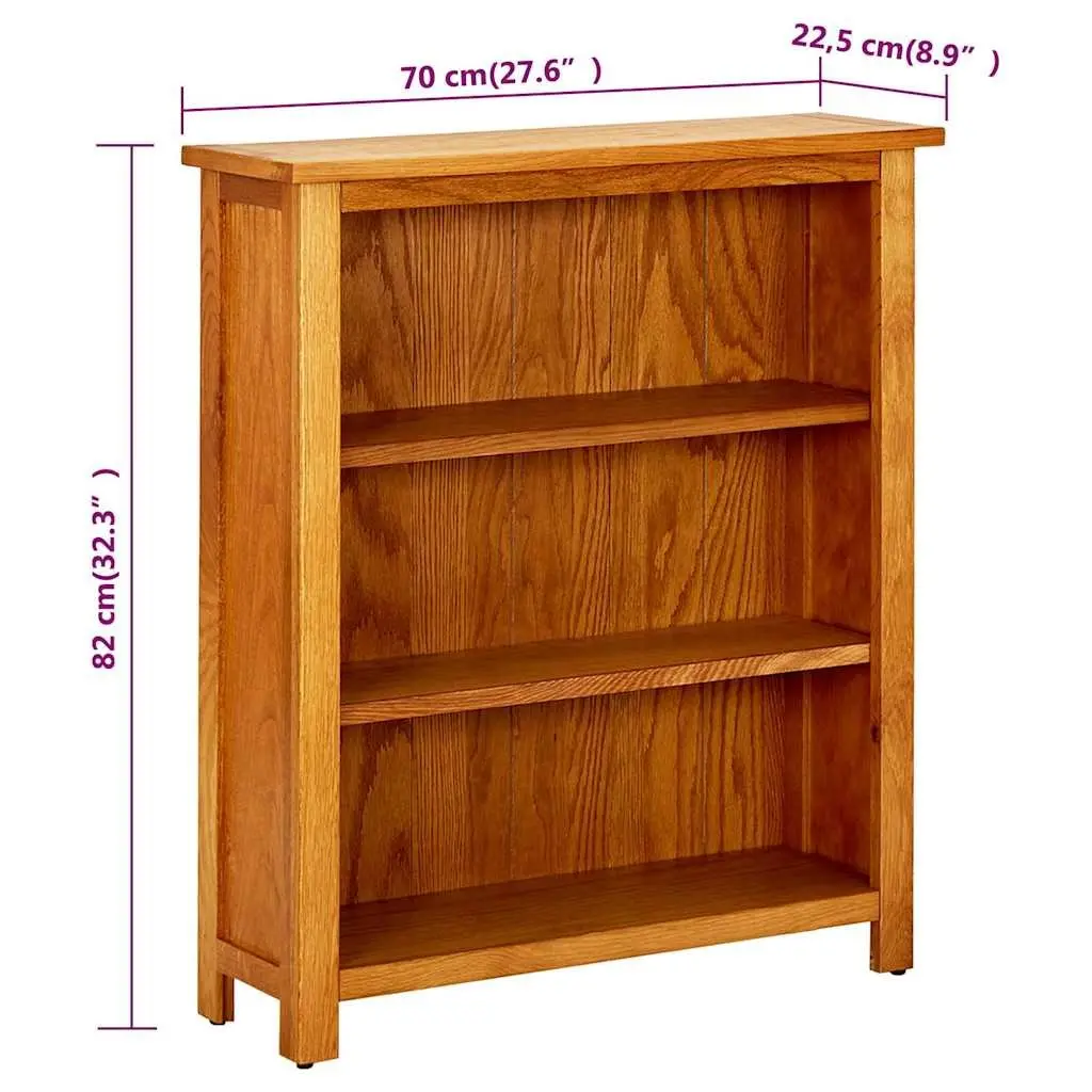 3-Tier Wooden Bookcase 70x22.5x82cm Standing Shelf Storage Display Unit