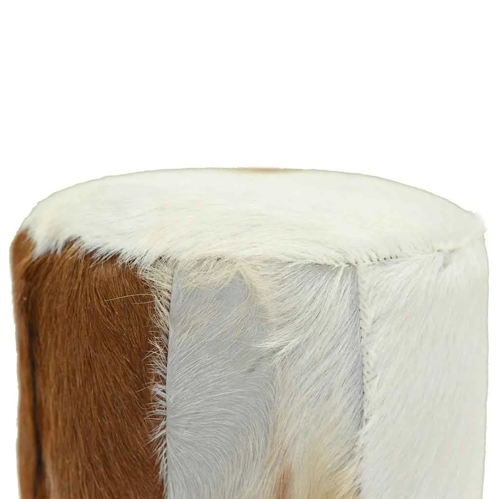 Rustic Brown Bar Stool with Goat Leather and Teak Frame