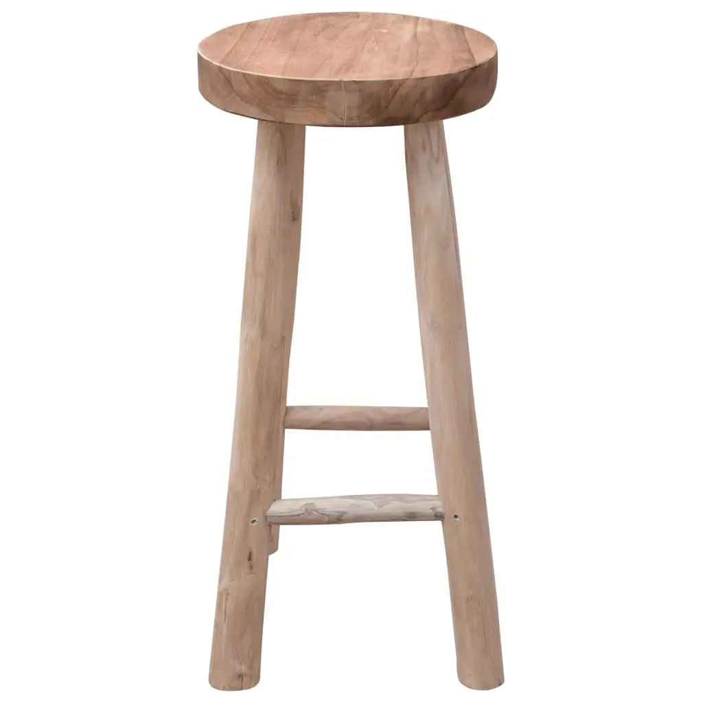 Bar Stool Solid Teak Wood Brown Rustic Design Curved Legs Dining Kitchen