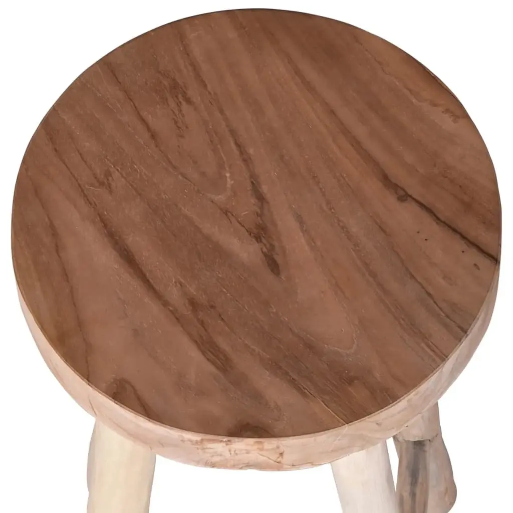 Bar Stool Solid Teak Wood Brown Rustic Design Curved Legs Dining Kitchen
