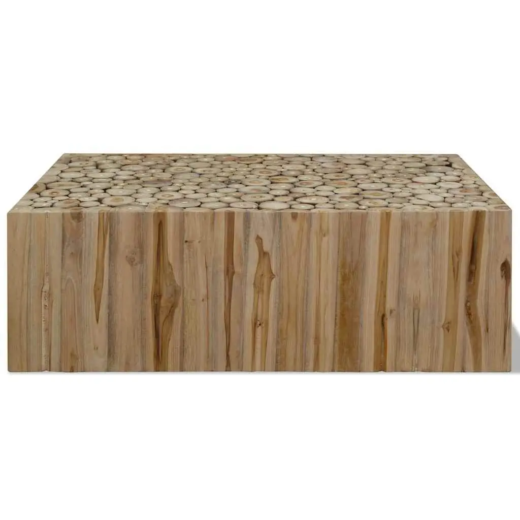 Brown Wood Teak Style Coffee Table for Living Spaces