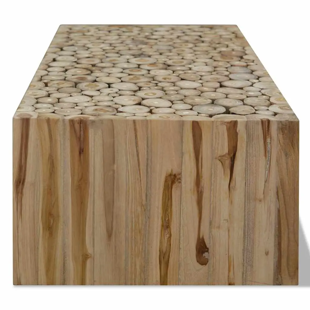 Brown Wood Teak Style Coffee Table for Living Spaces