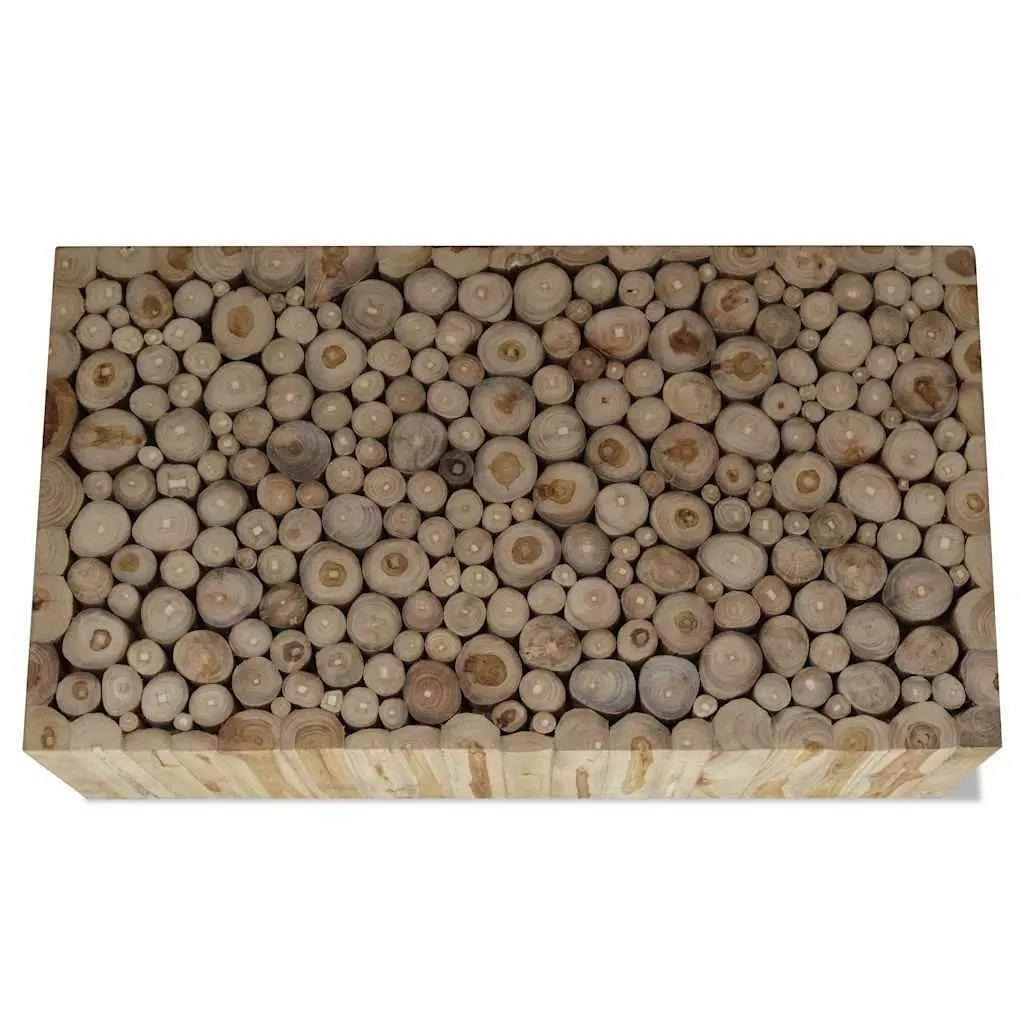 Brown Wood Teak Style Coffee Table for Living Spaces