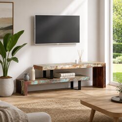 Stackable Solid Reclaimed Wood TV Stand with Storage