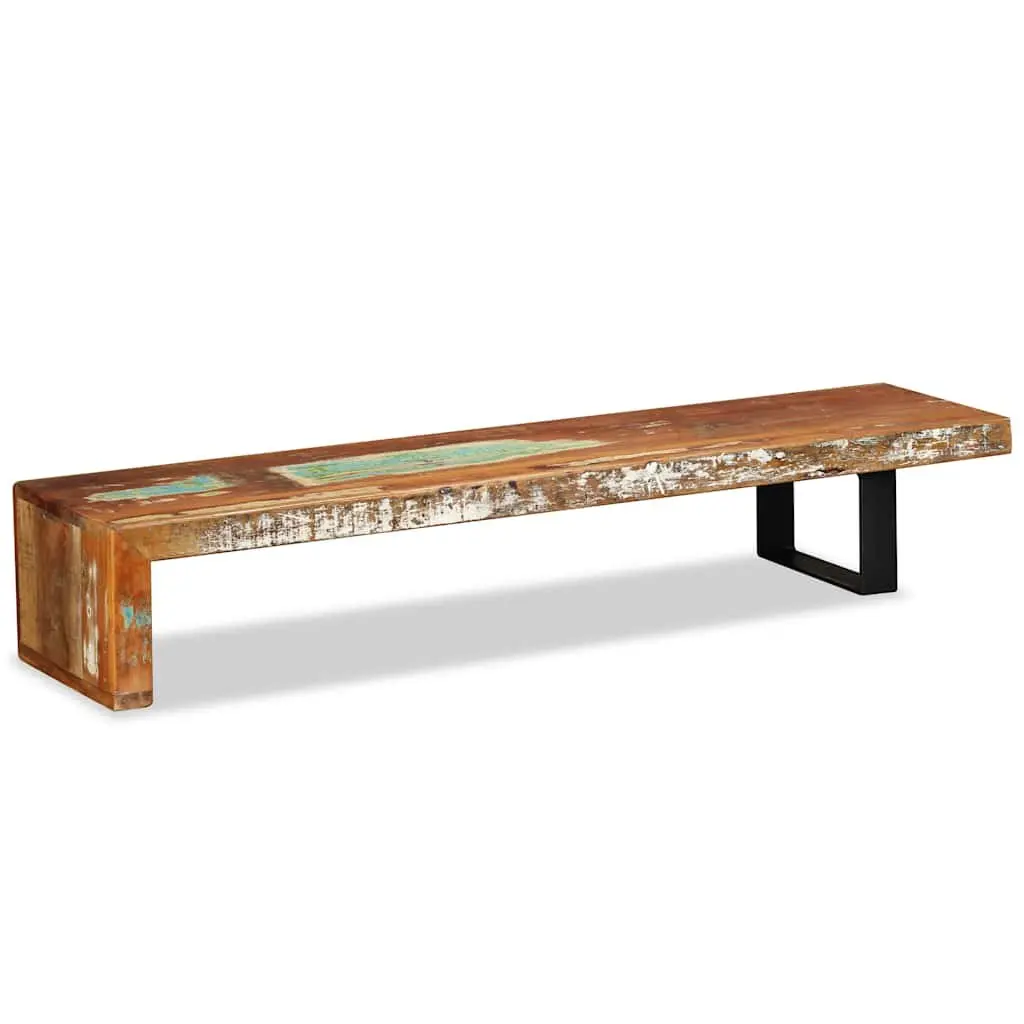 TV Stand Stackable Two-Tier Brown Solid Reclaimed Wood Storage Cabinet