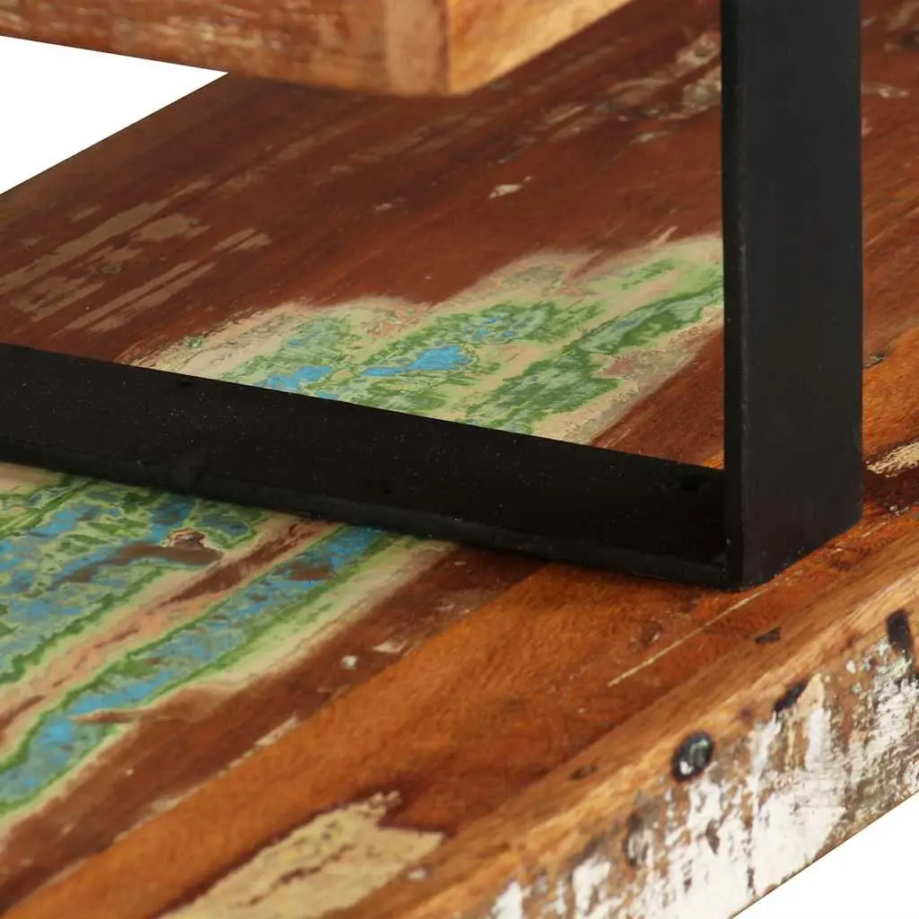 TV Stand Stackable Two-Tier Brown Solid Reclaimed Wood Storage Cabinet